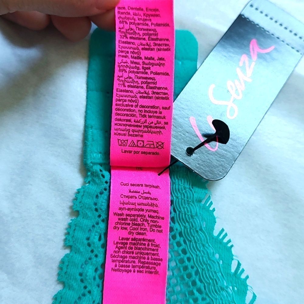 New With Tags La Senza Size Large Lightweight Wireless Teal Lace Bralette - Picture 12 of 12